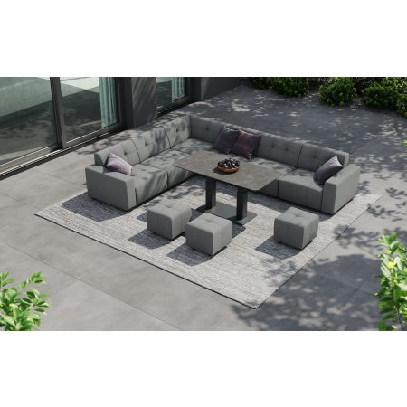 Tribeca L4 Extended Corner Sofa Set & Rising Coffee Table & Dining Table With Footstools