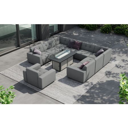 Tribeca L5 Corner Sofa Set & Lunar Firepit Table With Single Seat Sofa