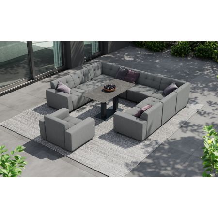 Tribeca L5 Corner Sofa Set & Rising Coffee Table & Dining Table With Single Seat Sofa