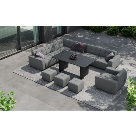 Tribeca L6 Corner Sofa Set & Belgravia Table With Footstools & Single Seat Sofa