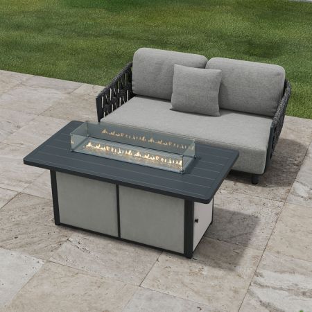 Hampton 2 Seat Sofa Set with Gas Firepit Table